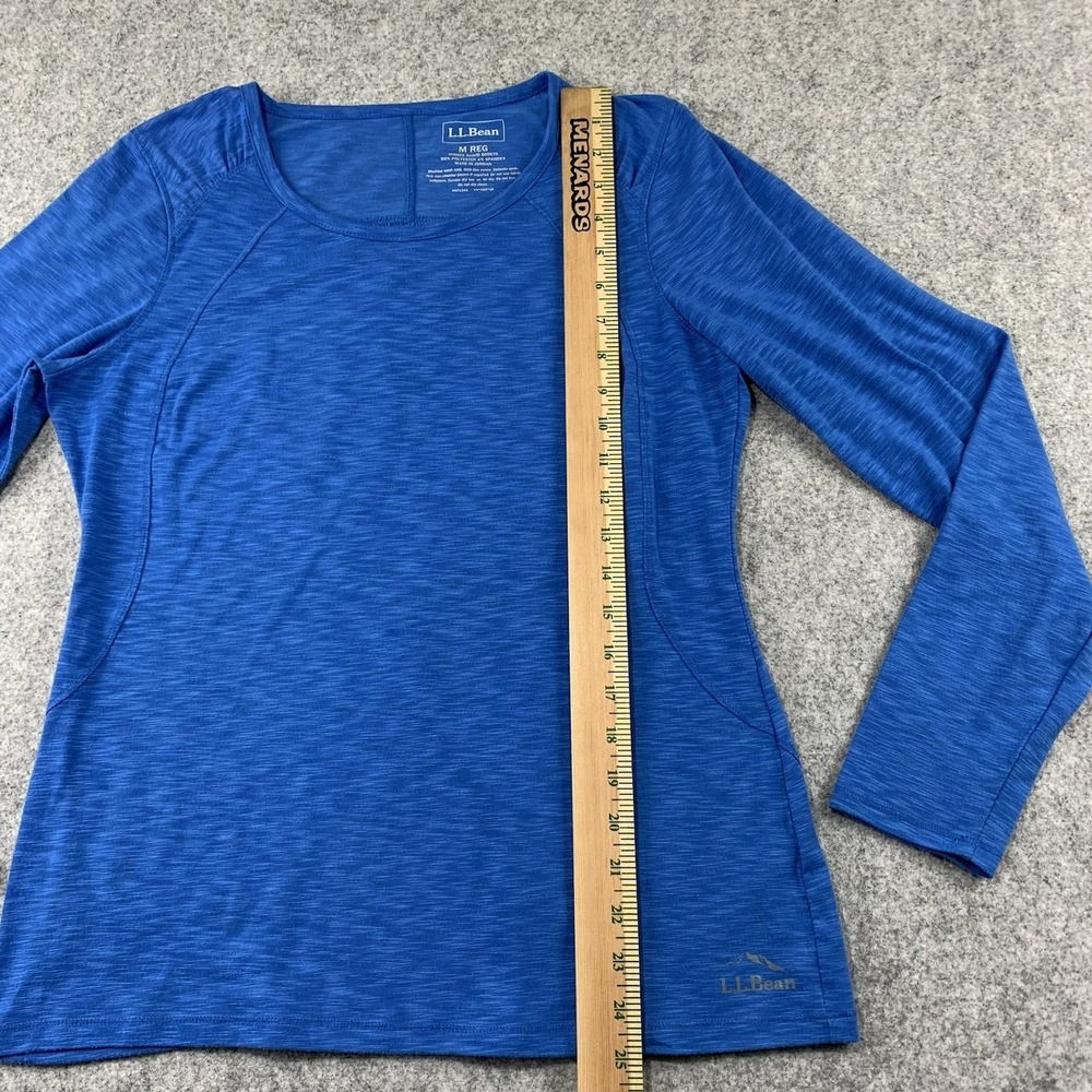 LL Bean Womens Top Size M Blue Long Sleeve Crewneck Activewear Space Dye 500670 - Picture 6 of 7